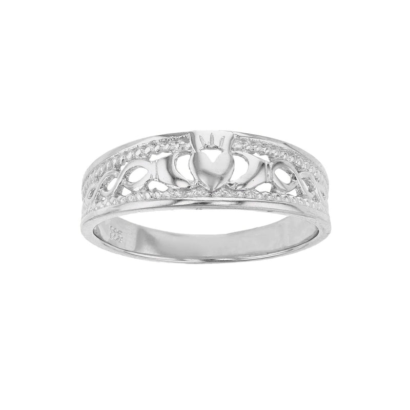 Textured Claddagh Band Ring (Silver) Popular Jewelry New York