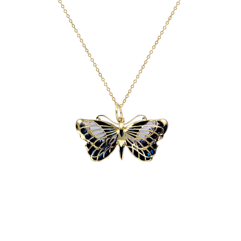 Textured Enameled Butterfly Necklace (14K) Popular Jewelry New York