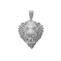Textured Iced-Out Lion Head Pendant (Silver) Popular Jewelry New York