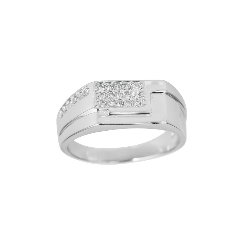 Textured Stone-Set Men's Ring (Silver) Popular Jewelry New York