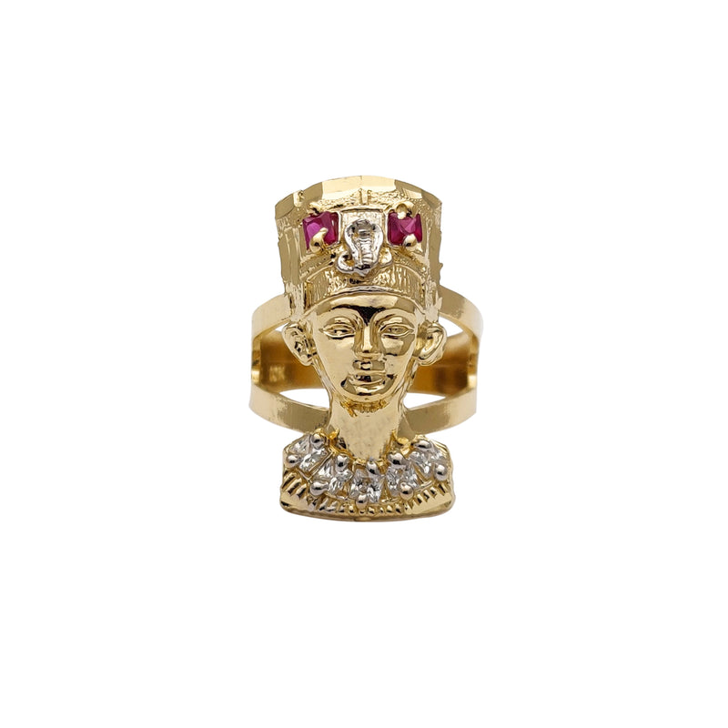 Textured Stone-Set Nefertiti Ring (10K) Popular Jewelry New York