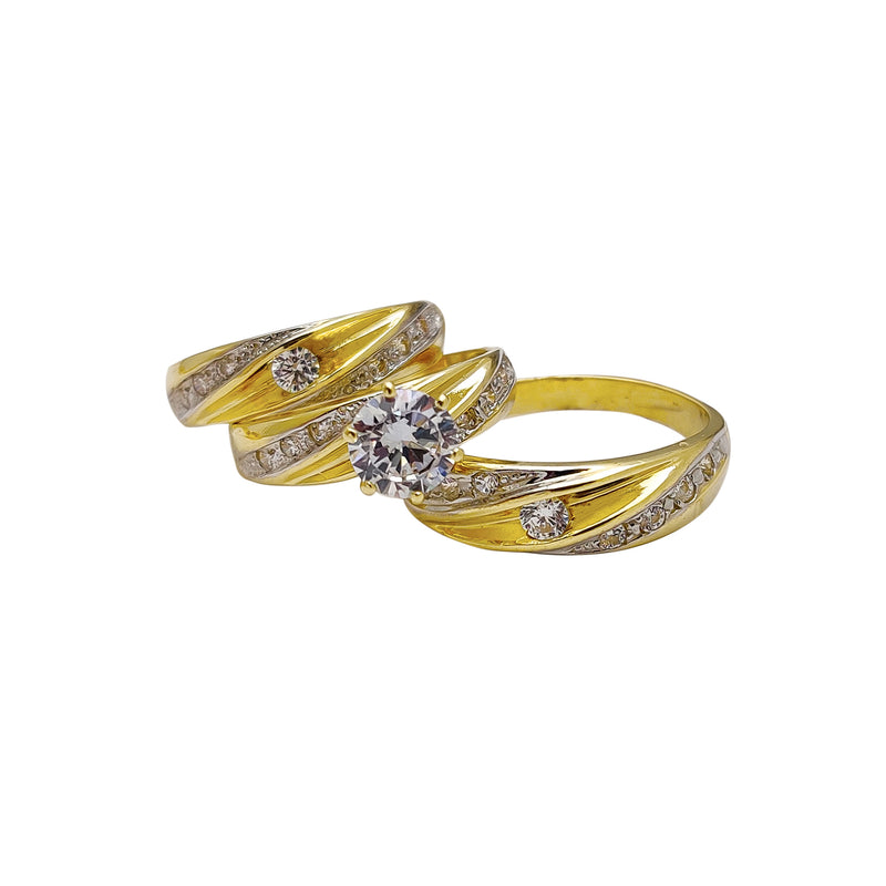 Three-Piece-Set CZ Ring (14K) Popular Jewelry New York
