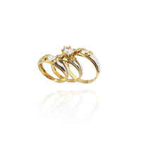 Polished Spaulders CZ Engagement Ring Set (14K)