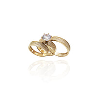 Triple Row Accent Stone Engagement Ring Set (14K)