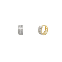 Three-Rows Pave Pattern Back Huggie Earrings (14K) Popular Jewelry New York
