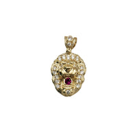 Iced-Out Red Gemstone Mizo Lion Pendant (10K)