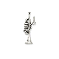 Tiny Antiqued Trumpet Pendant (Silver)