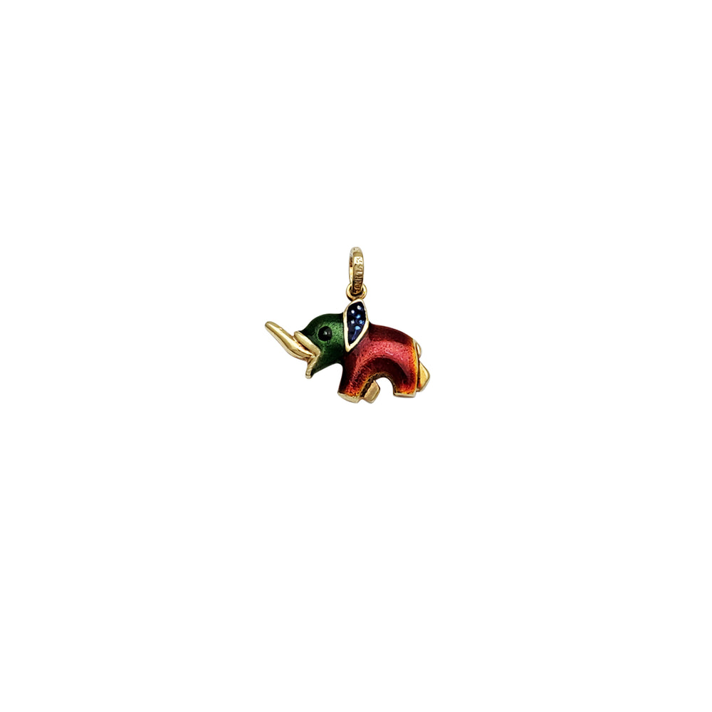 Tiny Colored Elephant Pendant (14K)