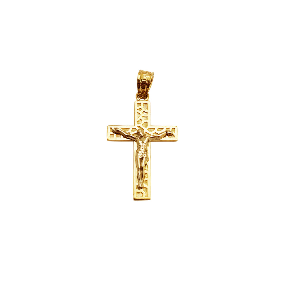 Mini Cobbled Crucifix Cross Pendant (14K)