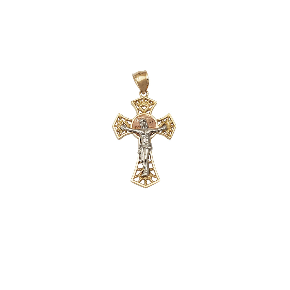 Tiny Fanned Crucifix Pendant (14K)
