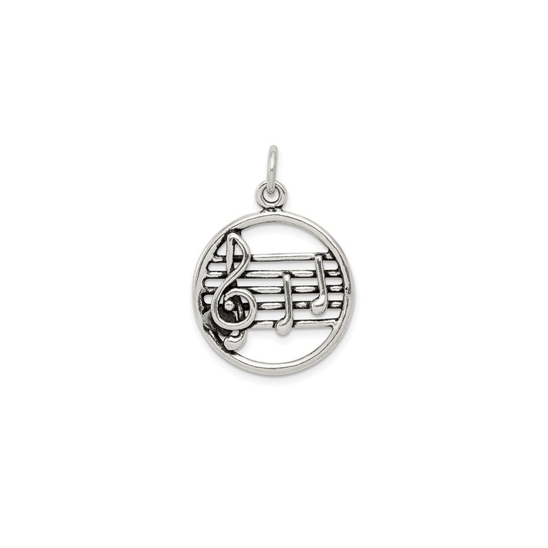 Tiny Music Notes Round Pendant (Silver)