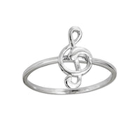 טבעת תווים למוסיקה טרבל (כסף) Popular Jewelry ניו יורק