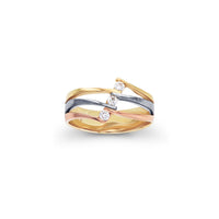 Tri-Color 3 Row Ring (14K) Popular Jewelry New York