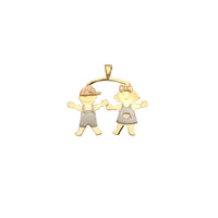 Driekleurige geborselde afwerking van seun en meisie (14K) Popular Jewelry NY