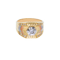 Tri-Color Chevron Pave Men's Ring (14K) Popular Jewelry New York
