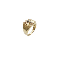 Tri-Color Crucifix CZ Ring (14K)