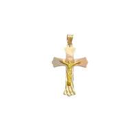 Pandantiv crucifix cu tăieturi de diamant tri-culoare (14K) Popular Jewelry New York