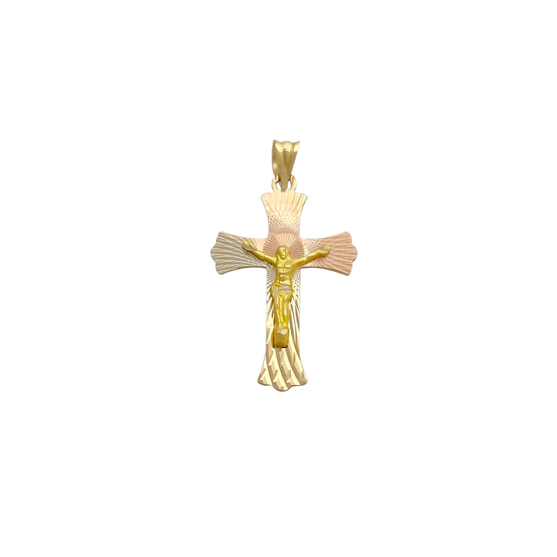 Tri-Color Diamond Cuts Crucifix Pendant (14K) Popular Jewelry New York