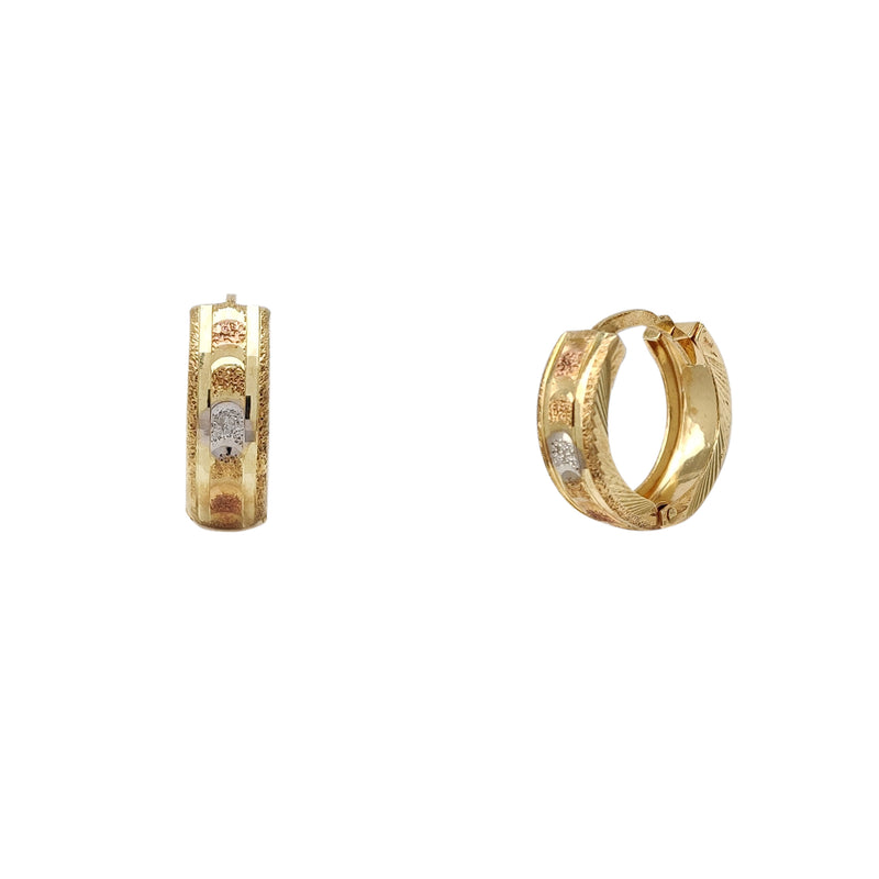 Tri-Color Diamond Cuts Huggie Earrings (14K) Popular Jewelry New York