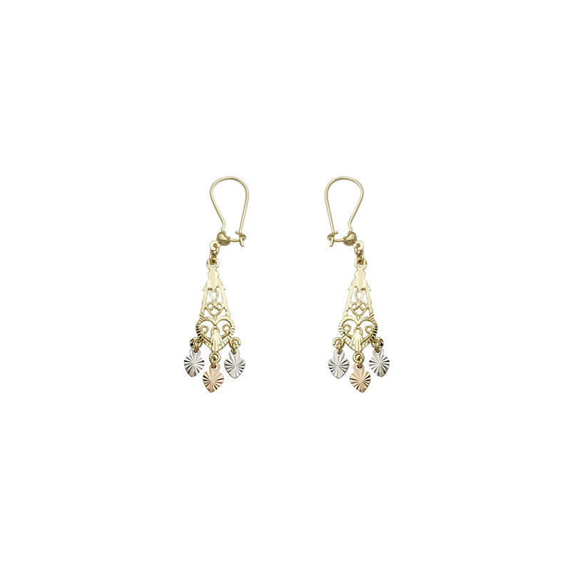 Tri-Color Fancy Hanging Floor Earrings (14K) – Popular J