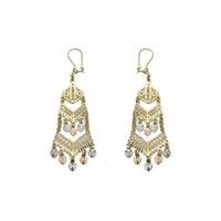 Tri-Color Fancy Hanging 3 Floor Earrings 2 (14K)