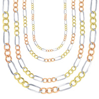 Tricolor soliede Figaro-ketting (14K)