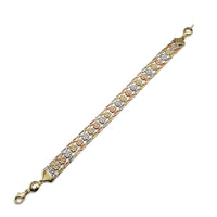 Tri-Color Flower Link Bracelet (14K).