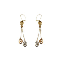 Tri-Color Mariner Link Dangling Earrings (14K)