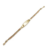 Tri-Color Hollow Pleated Curb ID Bracelet (14K).