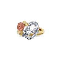Tri-Color Rose & Love Heart Shape Ring (14K)  Popular Jewelry New York