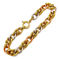 Tri-Color Puffy Figaro-Bezel Bracelet (14K) Popular Jewelry New York