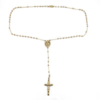 Tri-Color Rosary Bead Necklace (14K)