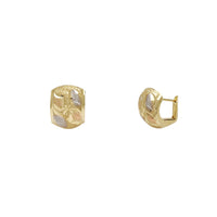 Tri-Color Sand-Blasted Huggie Earrings (14K) Popular Jewelry New York