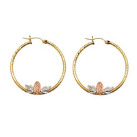 Tri-Color Virgin Mary Hoop Earrings (14K) Popular Jewelry New York