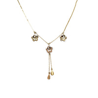 Tri-Color and Flower Necklace (14K)