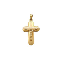Dreifarbiger Kruzifixanhänger mit griechischem Schlüssel (14 Karat)