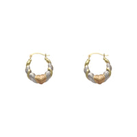 Tri-Tone Heart Hoop Earrings (14K) Popular Jewelry New York