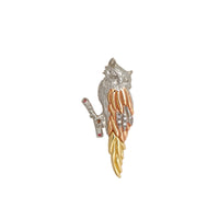 Tri-Tone Red Stone Owl Pendant (14K) Popular Jewelry New York