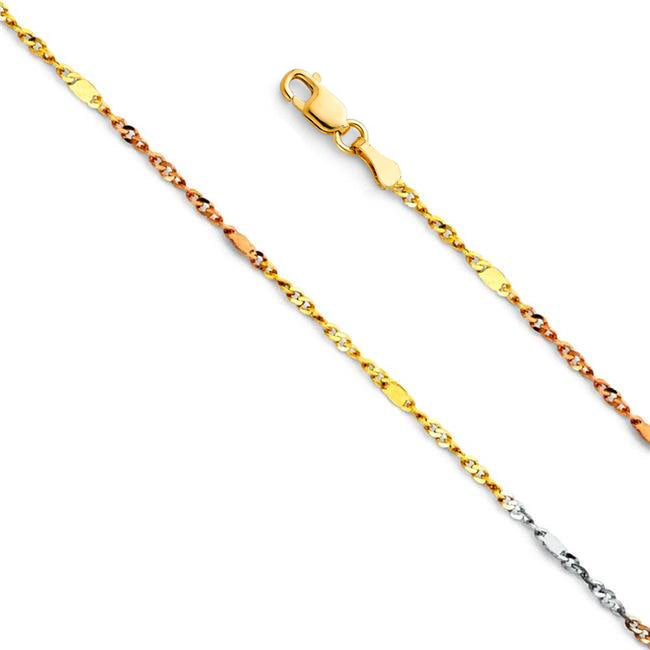 Tri-Tone Figa-Singapore Chain (14K) Popular Jewelry New York