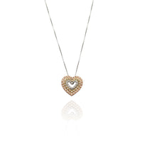 Tri-Tone Triple Heart Diamond Necklace (10K) New York Popular Jewelry