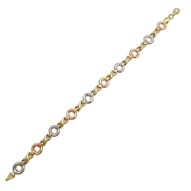 Tri-Tone XOXO Bracelet (14K) Popular Jewelry New York