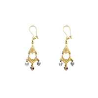 Tricolor 3-Hearts Chandelier Dangling Earrings (14K) Popular Jewelry New York