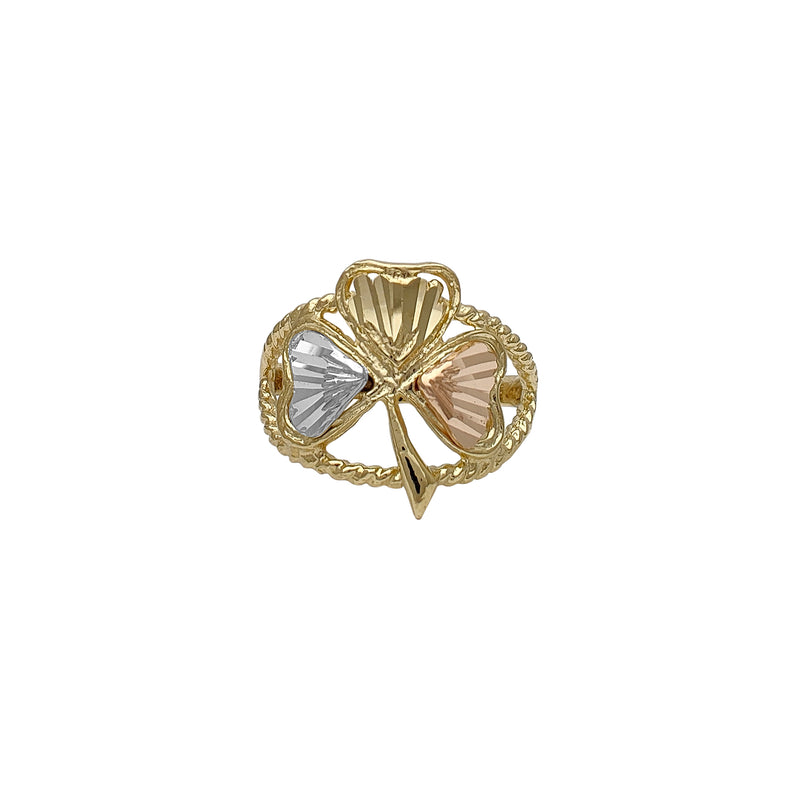 Tricolor Braided Clover Ring (14K) Popular Jewelry New York
