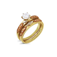 Tricolor CZ Two-Piece Set Ring (14K) Popular Jewelry New York