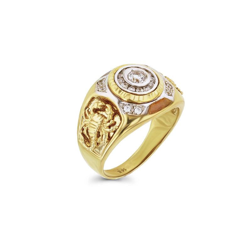 Tricolor Cluster Bezel Scorpion Ring (14K) Popular Jewelry New York