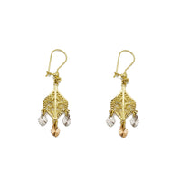 Tricolor Diamond-cut Chandelier Dangling Earrings (14K) Popular Jewelry New York