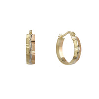 Tricolor Diamond Cuts Hoop Earrings (14K) Popular Jewelry New York
