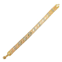 Tricolor Diamond Cuts S-Link Edged Fancy Armband (14K)