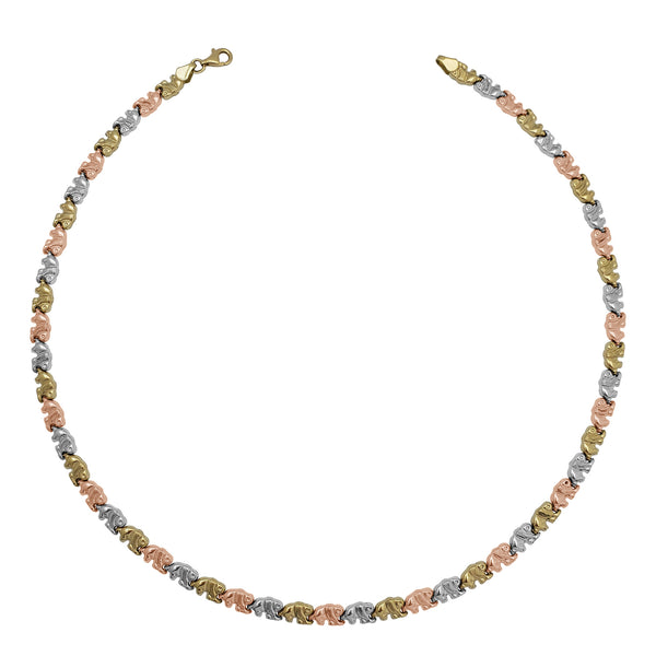 Tricolor Elephant Fancy Necklace (14K)