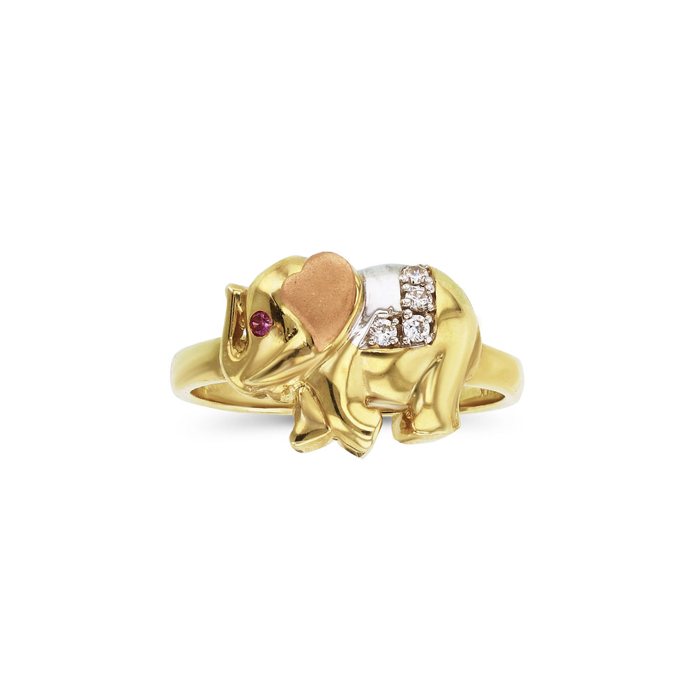 Tricolor Elephant Ring (14K) Popular Jewelry New York